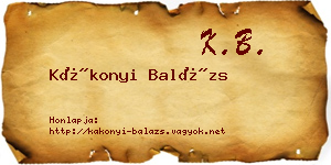 Kákonyi Balázs névjegykártya